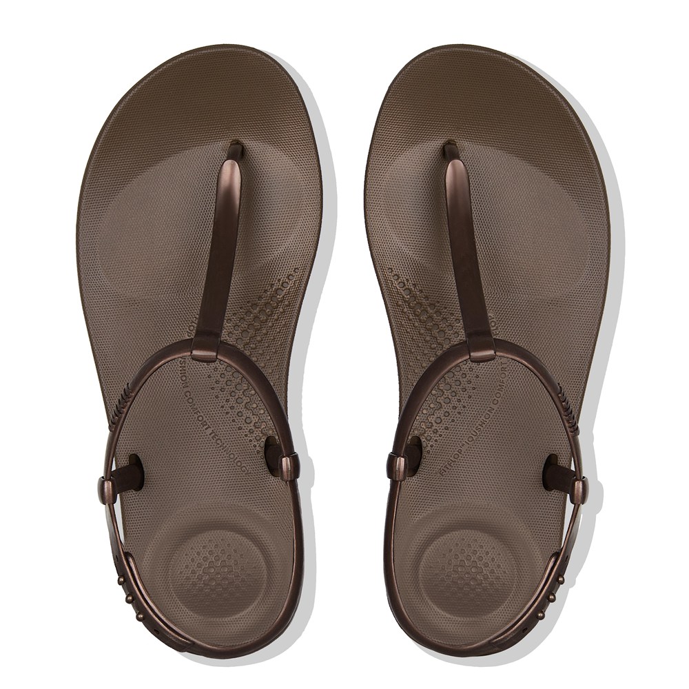 Fitflop Womens Sandals Brown - Iqushion Splash Pearlised Back-strap - 27ROVXQBZ